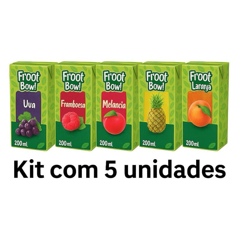 Kit com 5 unidades Suco de caixinha Fruta 200ml Sabores variados Kit festa infantil (festa eventos)