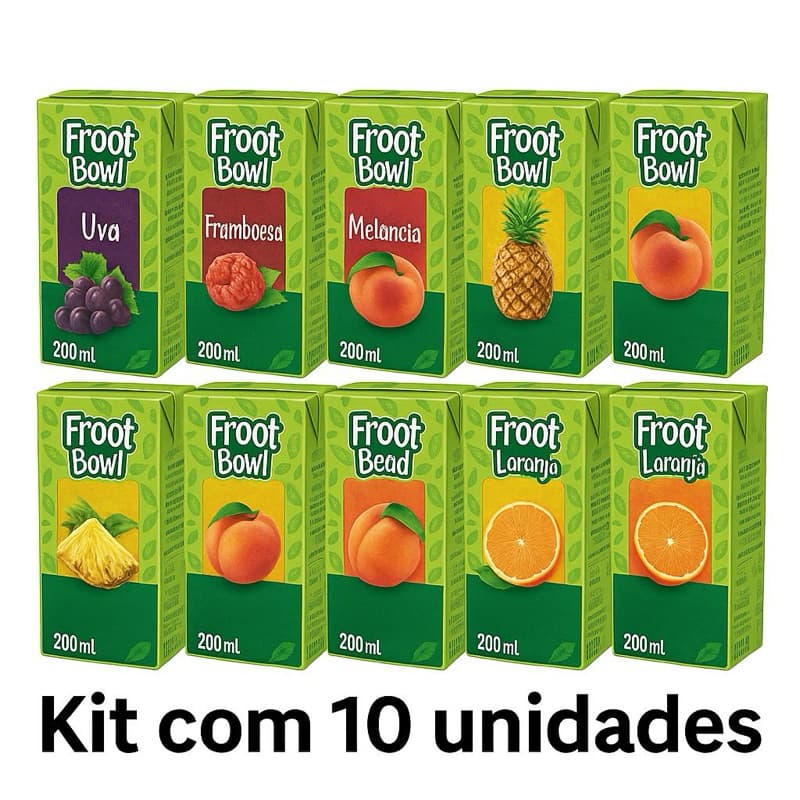 Kit com 10 unidades Suco de caixinha Fruta 200ml Sabores variados Kit Festa infantil (festa eventos)