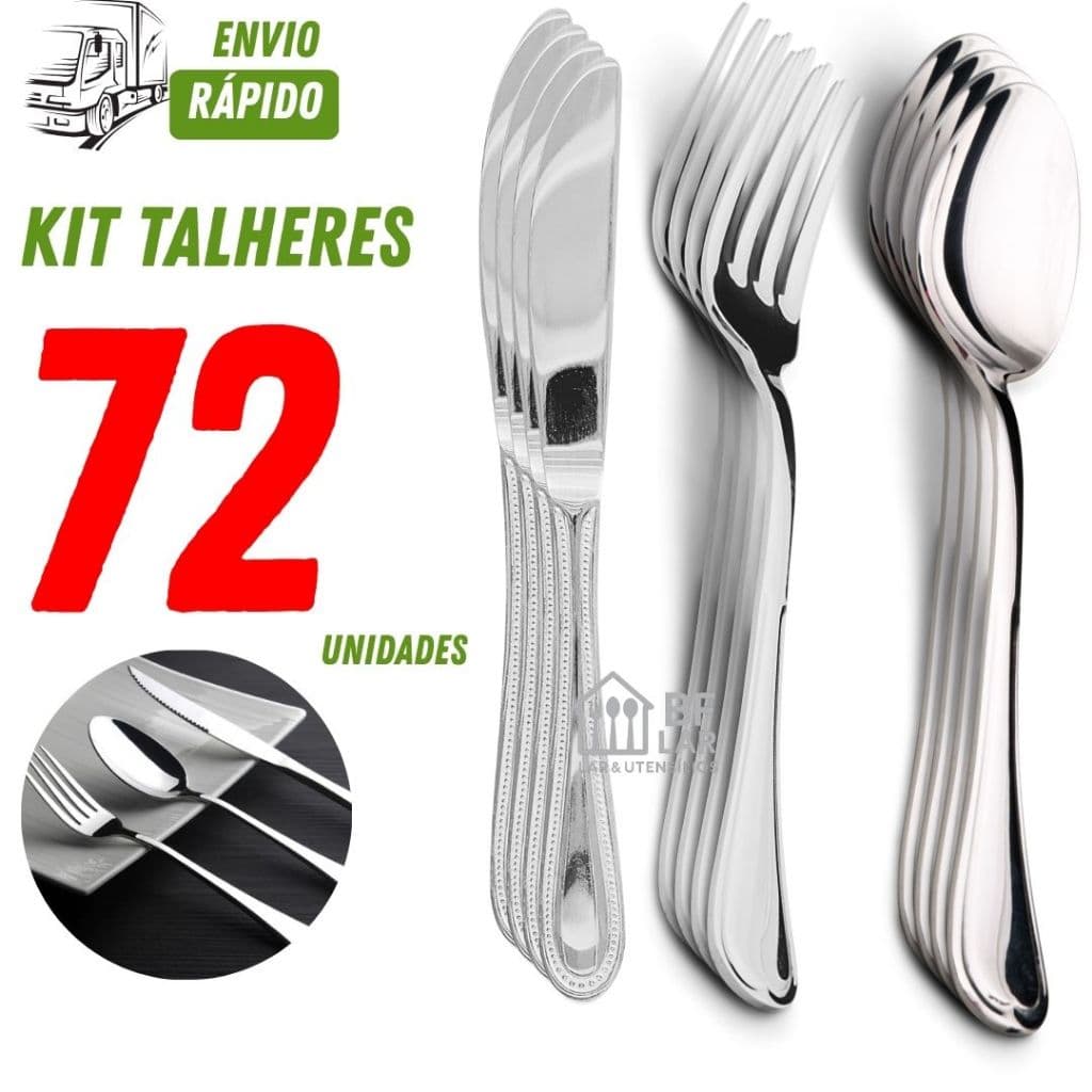 Talheres de Inox Garfo Faca e Colheres com 72/36/18 Peças Inox de Talheres Inox Qualidade Resistente