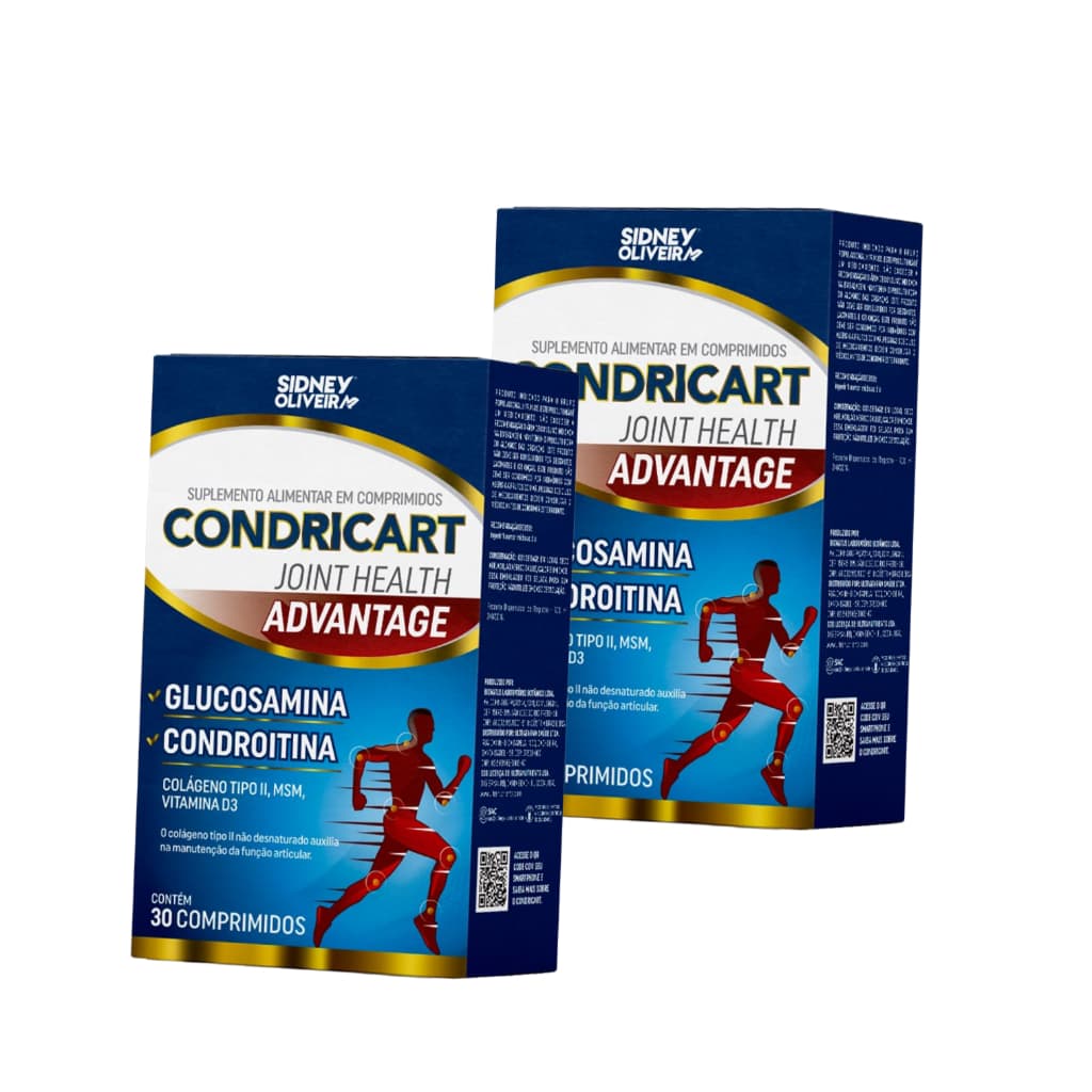 KIT 2X GLUCOSAMINA + CONDROITINA + COLÁGENO TIPO II + MSM + VITAMINA D3 CONDRICART 30 COMPS