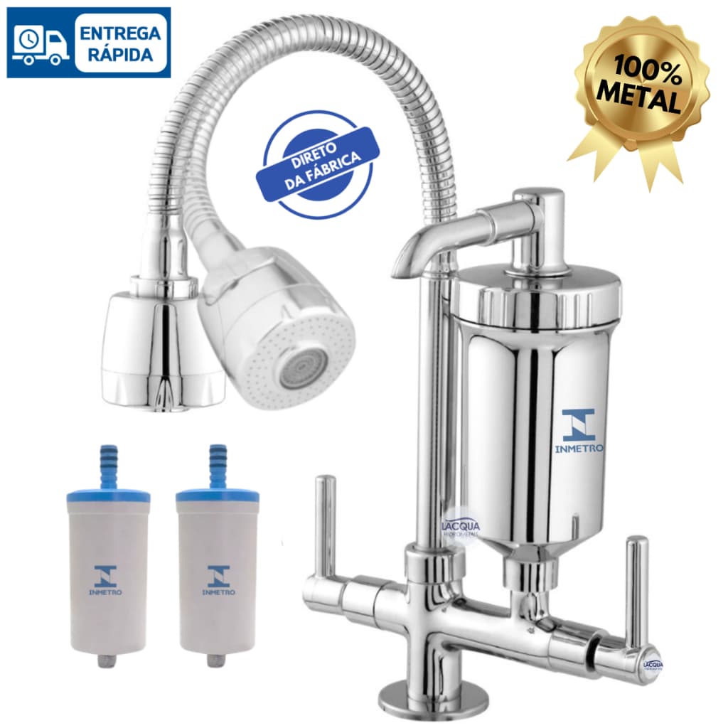 Torneira com Filtro Cozinha Tubo Gourmet de Bancada 100% Metal Luxo