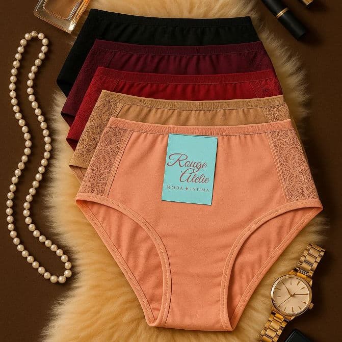 Kit de Calcinha Calçola Senhora Plus Size e Feminino Cintura Alta Lateral Renda larga