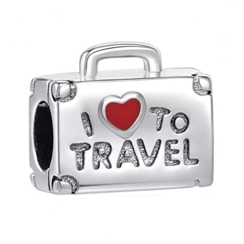 Berloque Mala Amo Viajar Prata 925 Com Certificado