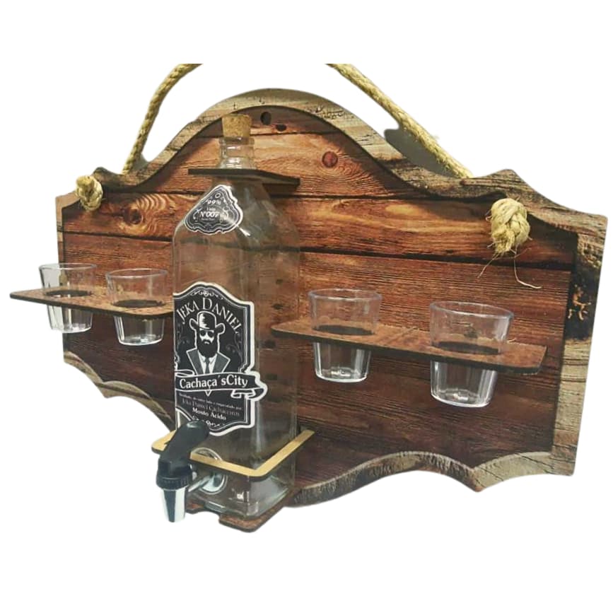 Pingometro 4 Copos Rustico Decorativo Madeira Área Gourmet