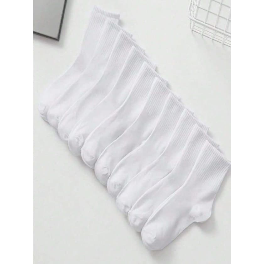 Kit 24 Pares de Meia Branca Cano Médio Alto Masculino Feminino Unissex