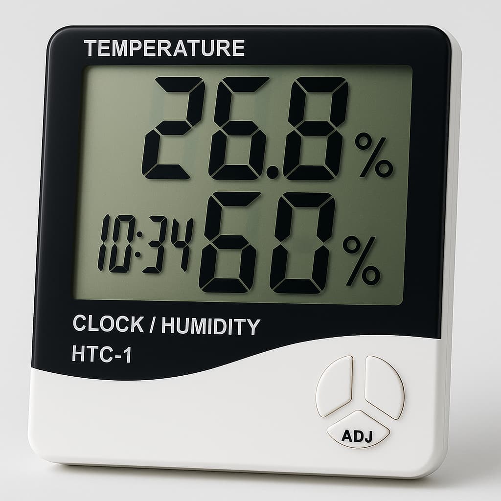 Termo Higrômetro Digital Medidor de Temperatura e Umidade com Relógio para Extensão de Cílios