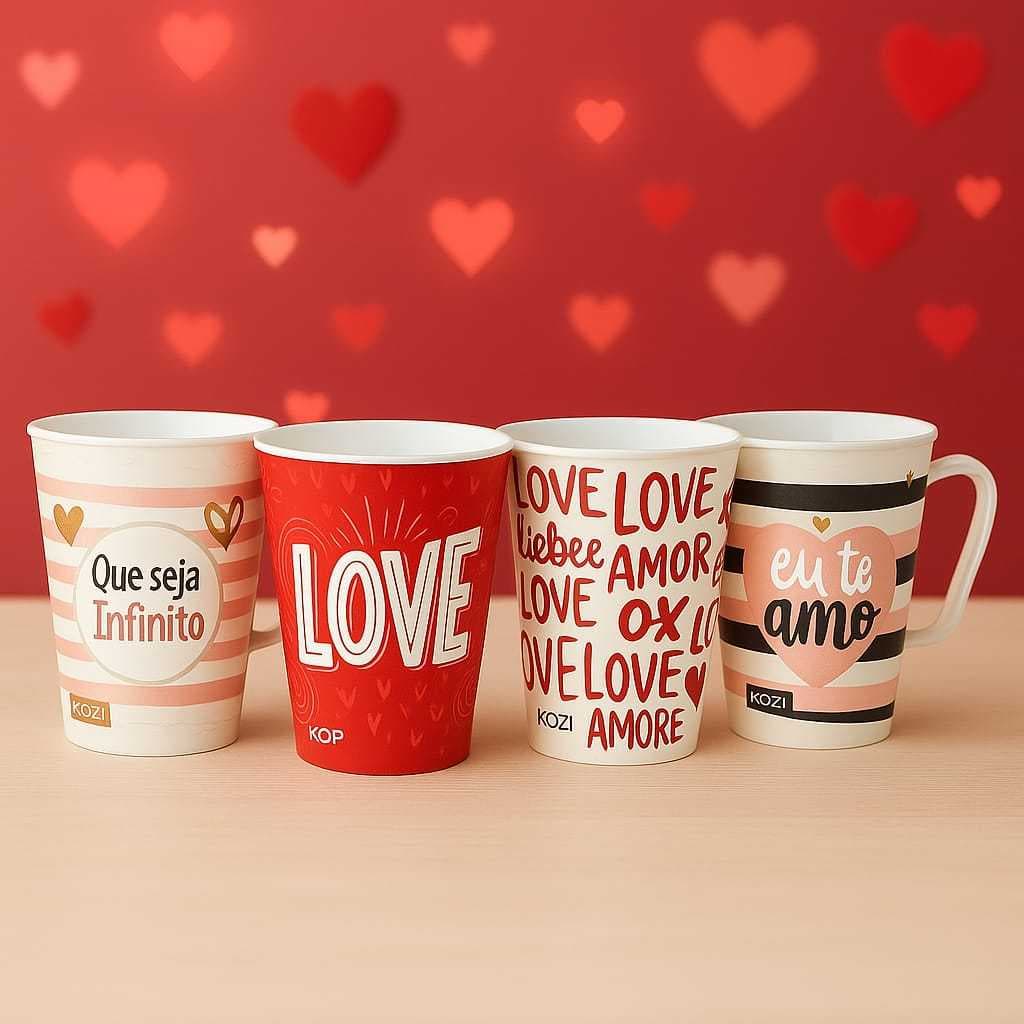 CANECA DIA DOS NAMORADOS - CONJ.C/12 CANECAS DIA DOS NAMORADOS PLÁSTICA - 430 ML  CELEBRE ESTA DATA