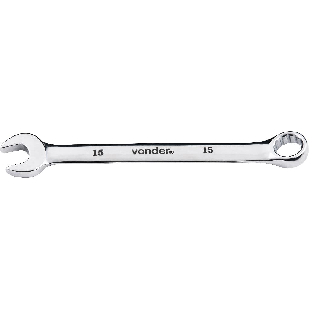Chave Combinada 15 mm Aço Cromo Vanádio Reta Cromada - Vonder