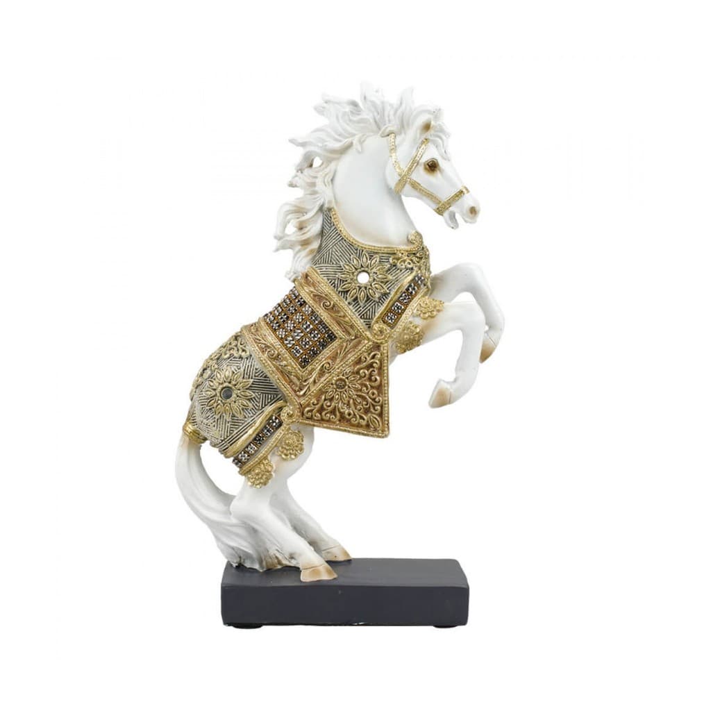 Cavalo Branco Empinando 23cm - Resina Animais