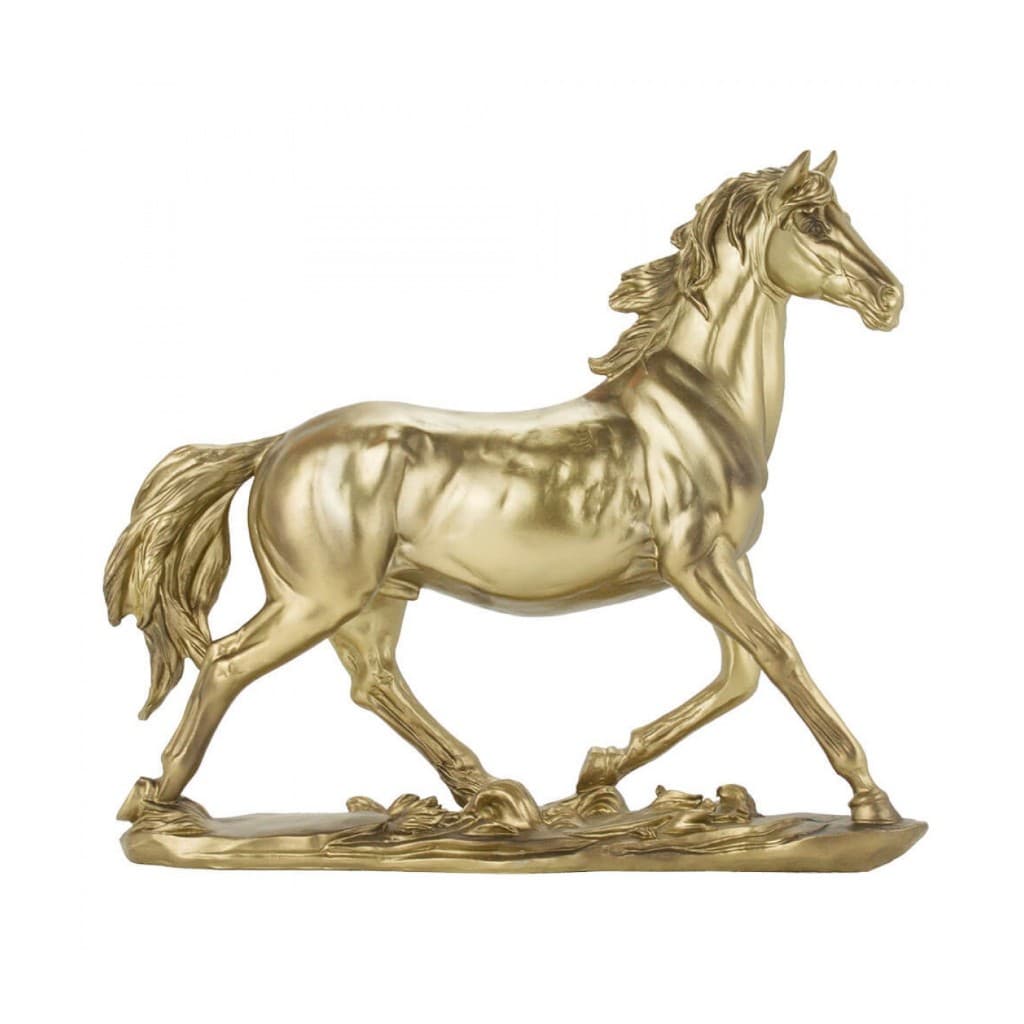 QMH880728-1-M | Cavalo Dourado 25cm - Resina Animais