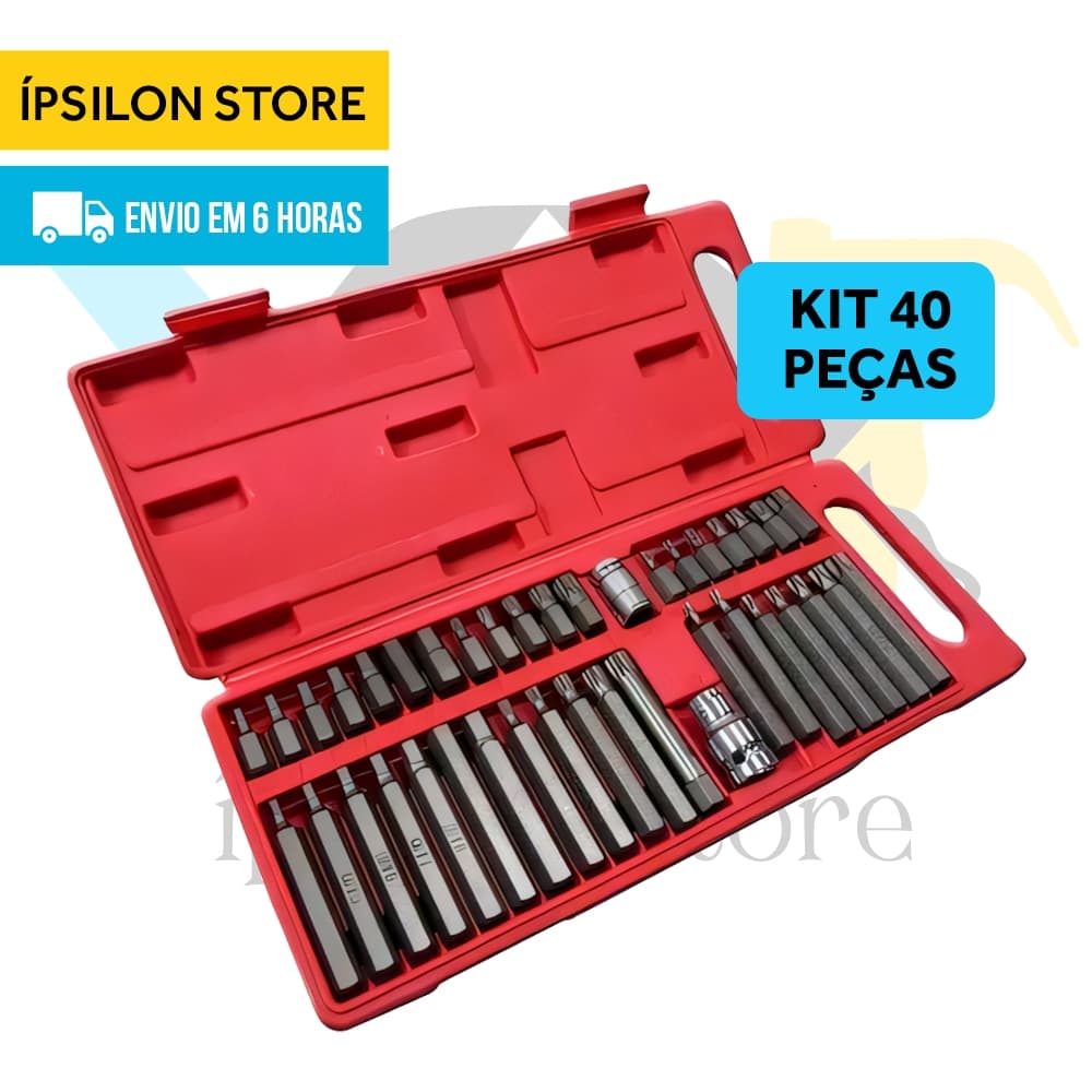 Kit Com 40 Peças De Ferramentas 40 Peças Bit Torx Allen Multidentado Crv De Alta Qualidade