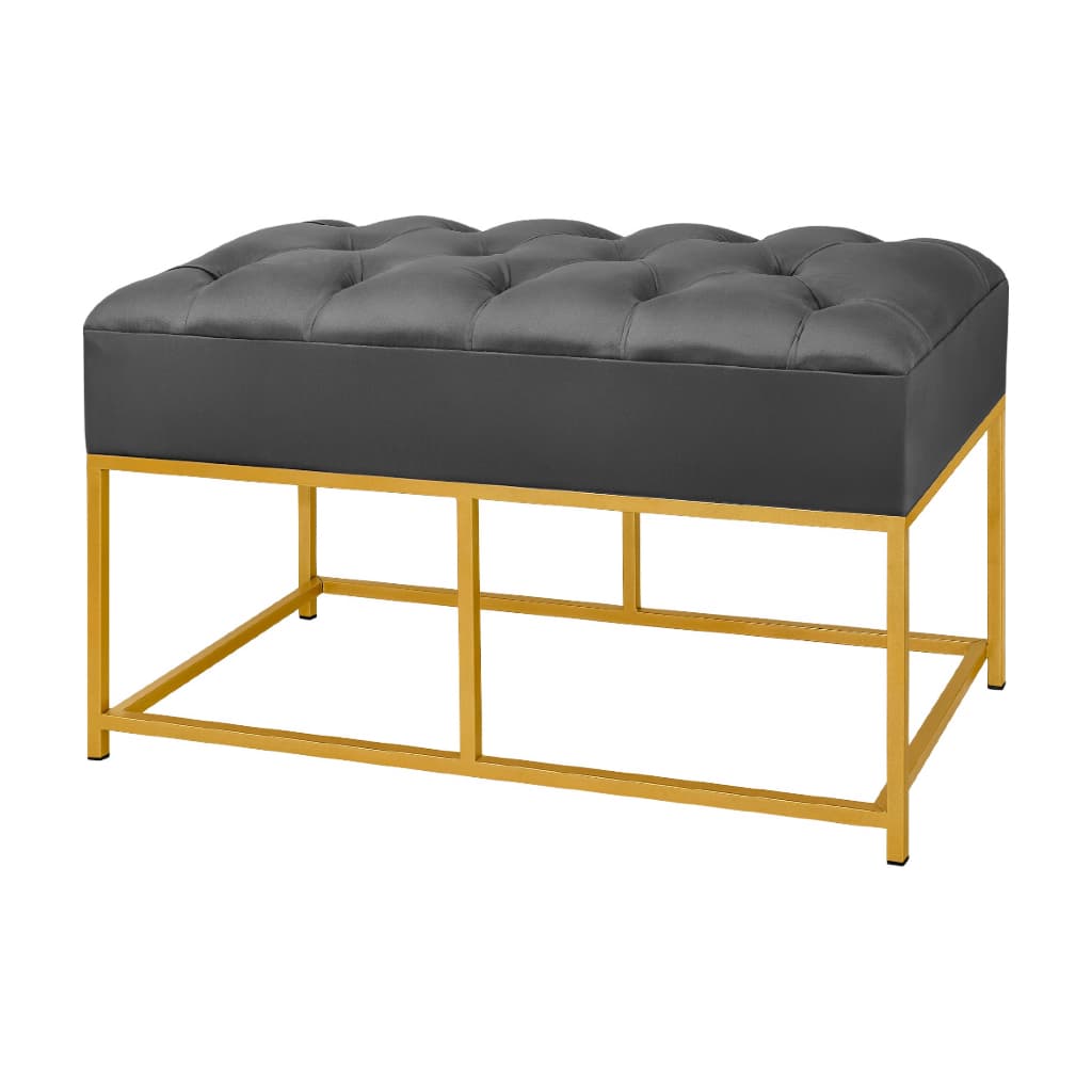 Puff Recamier cinza escuro diva base ferro quarto closet loja salao
