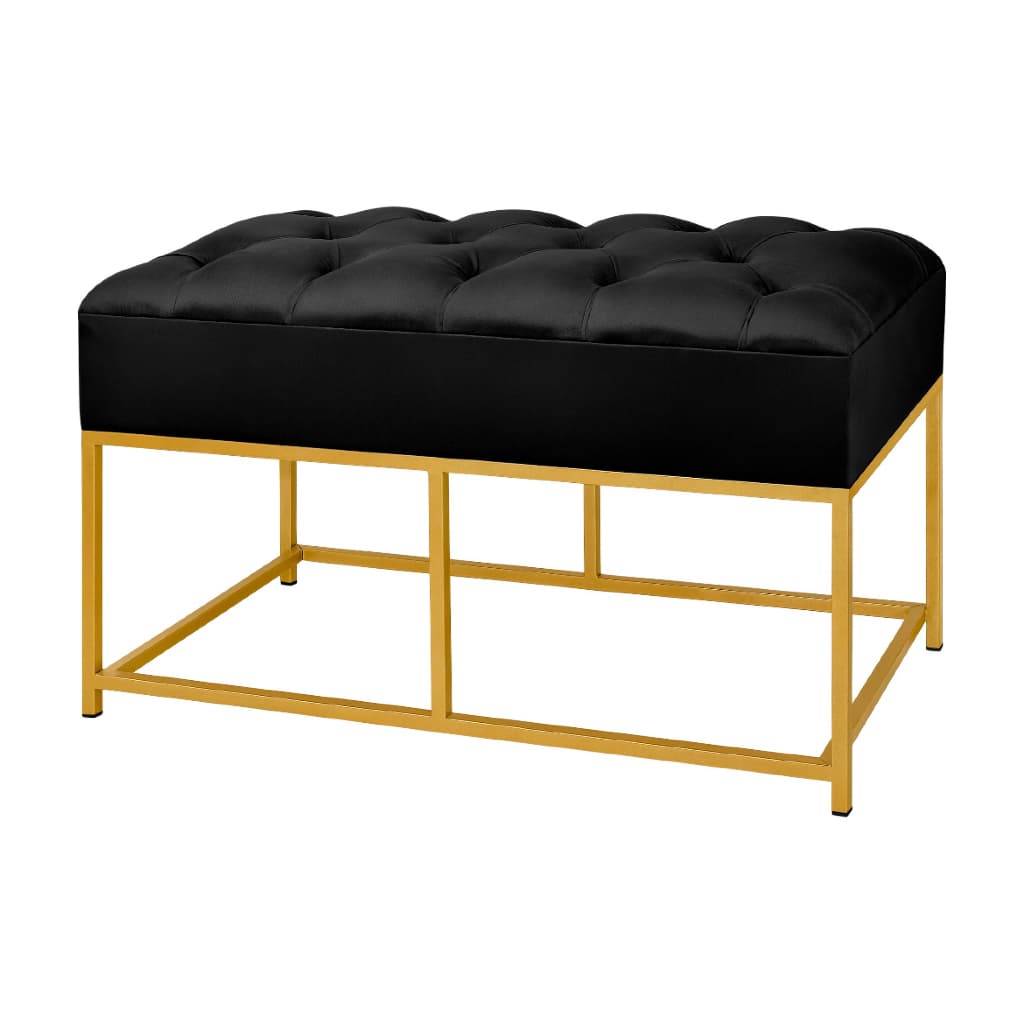 Recamier Puff sofá preto veludo decorativo ferro