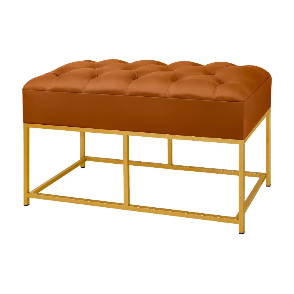 Puff recamier terra cota estofado veludo ferro decorativo
