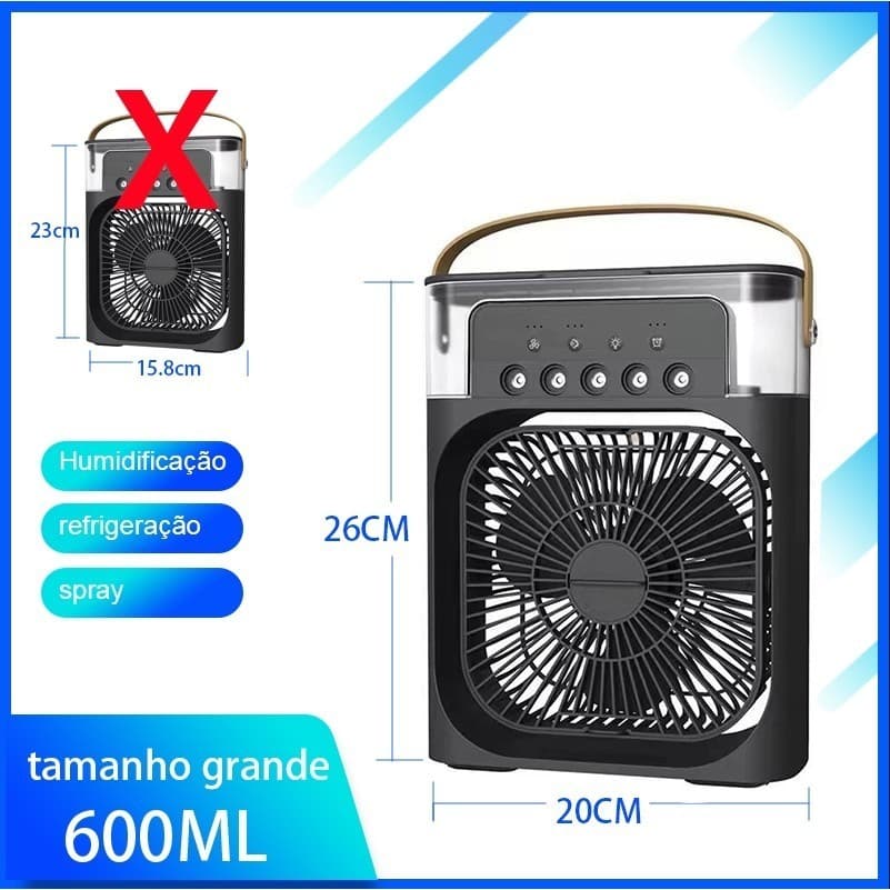 Mini Ar Condicionado Climatizador Umidificador Ventilador Portátil USB 600ML Quarto Sala Escritório