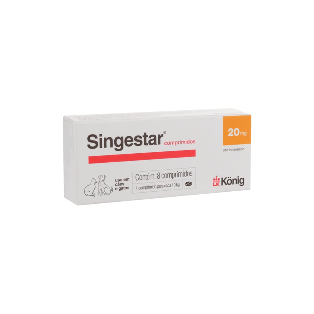 Singestar 20mg Anticoncepcional 8 comprimidos para cães e gatos.