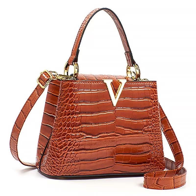 Bolsa Feminina Padrão de Crocodilo em Forma de V Estilo Simples Pode Ser Usada na Moda Versátil(A90705)