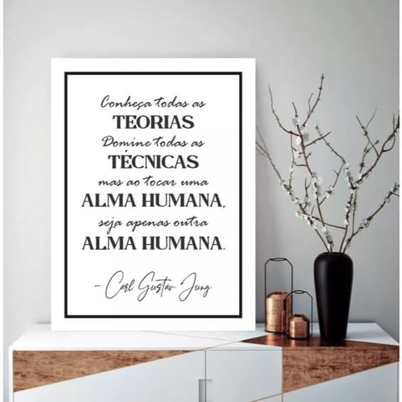 Quadro Decorativo 1 Peça Frase Conheça Todas as Teorias Psicologia Carl Jung Consultório Psicólogo