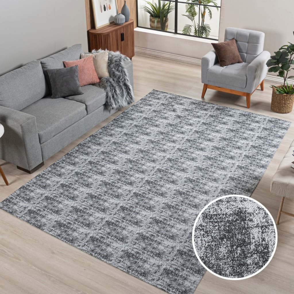 Tapete 3,00 M X 2,00 M Promoção Sala Quarto Escritório Antiderrapante Geométrico Quadriculado