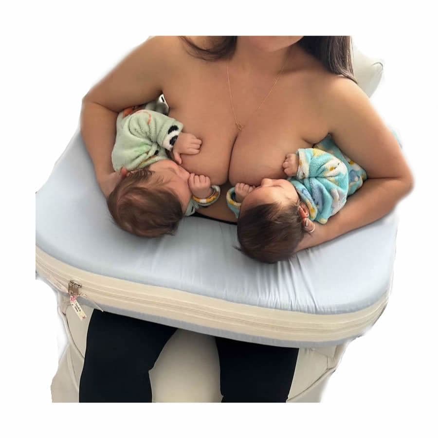 Almofada Amamentacao Grande Azul Bebe Gemelar