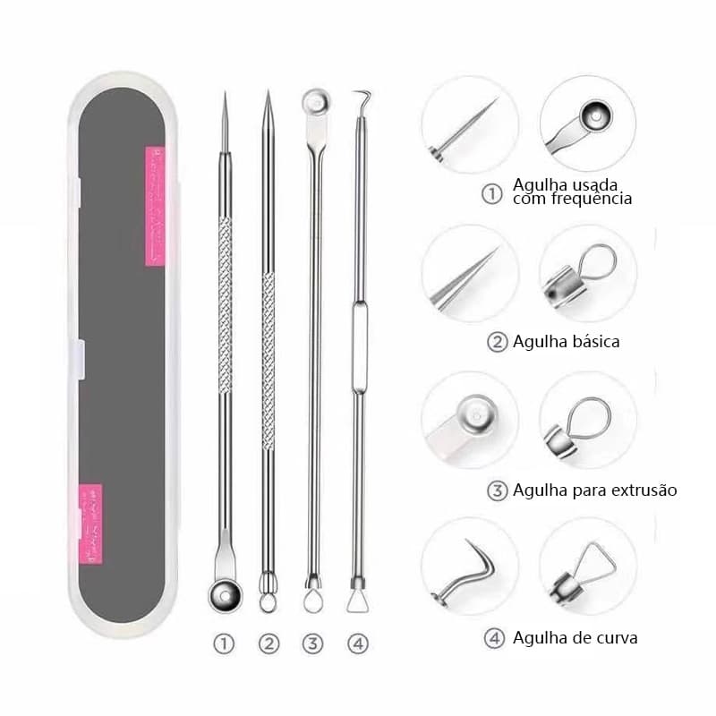 Kit 2 peças Extrator Removedor Cravo Espinha Estojo