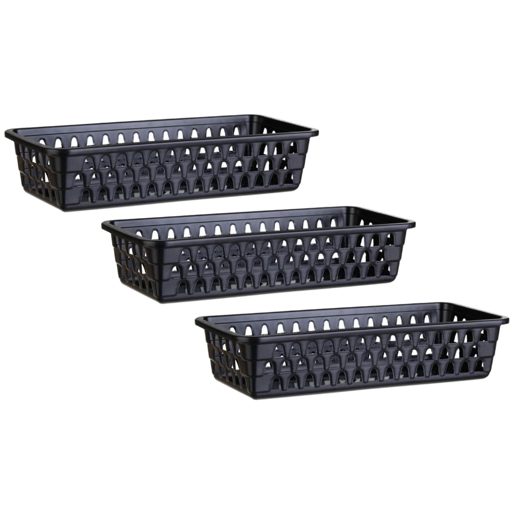 Kit 03 Cesto Organizador Multiuso Lavanderia Preto 28x12x6