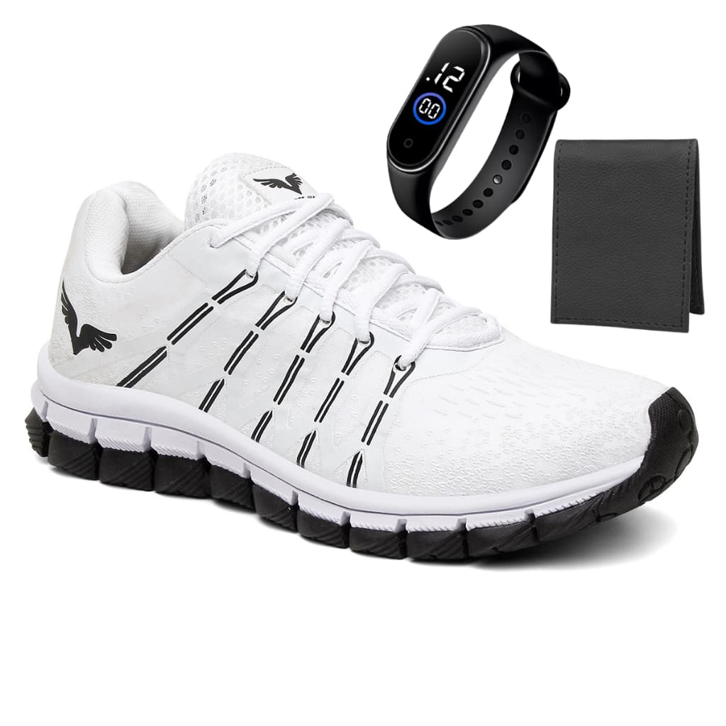 Kit Tênis Masculino Academia Estiloso Corrida Caminhada Treino + Relogio Digital e Carteira Slim Com Envio Rapido
