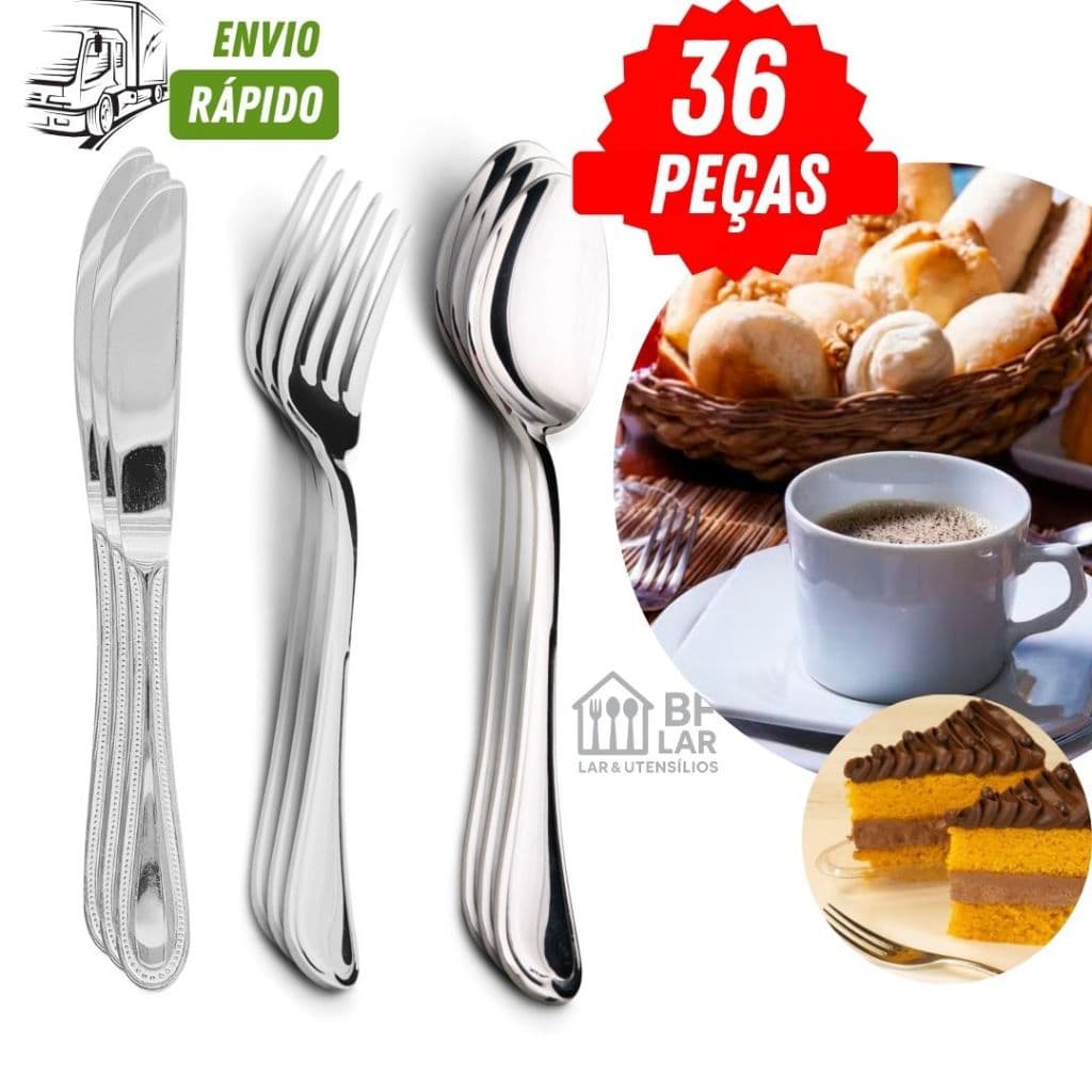 JOGO DE TALHERES 36 PEÇAS AÇO INOX QUALIDADE PREMIUM PARA BARES, COZINHA E RESTAURANTE