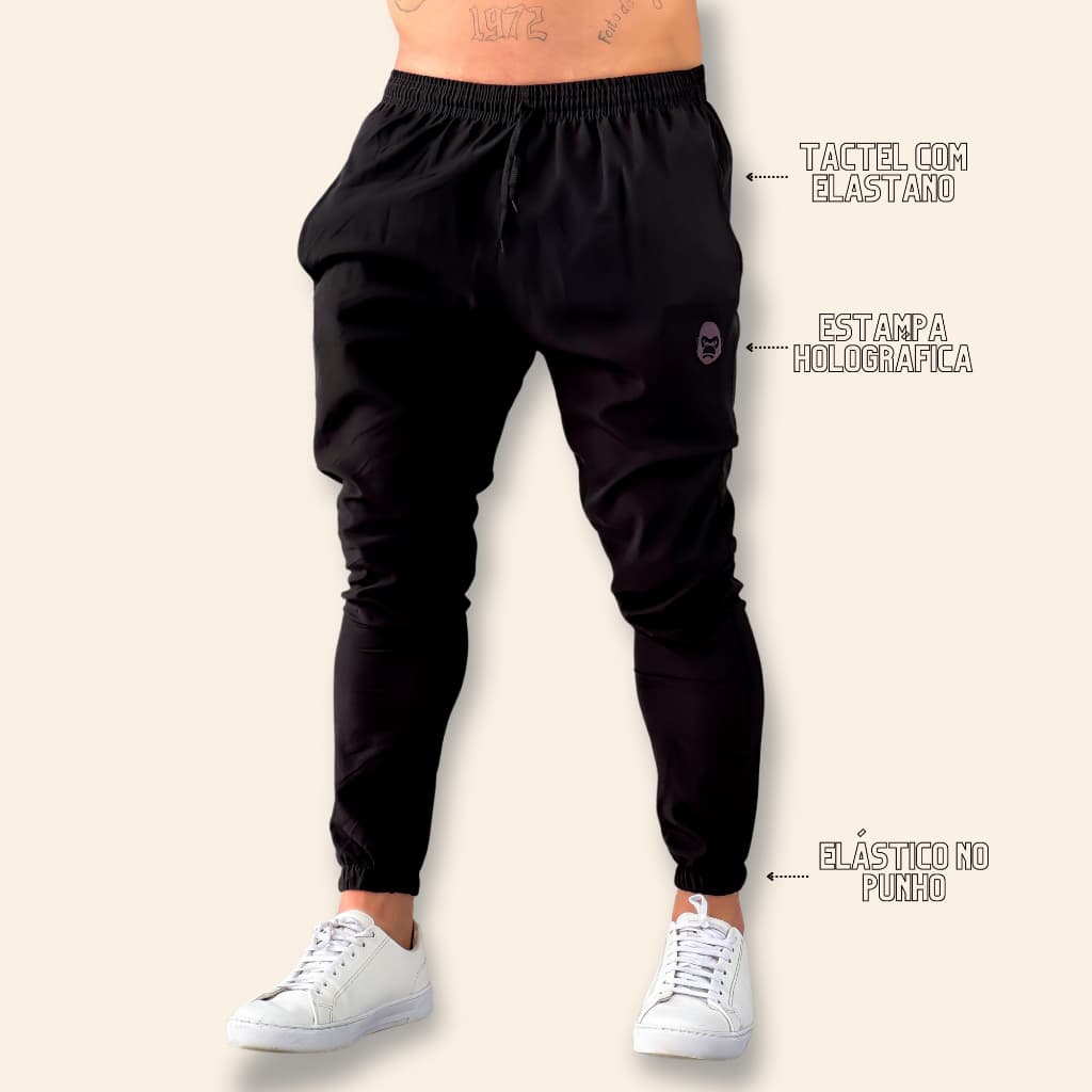 Calça Tactel Impermeável kong Masculina Sport Para Academia e Elásticos na cintura e punho.