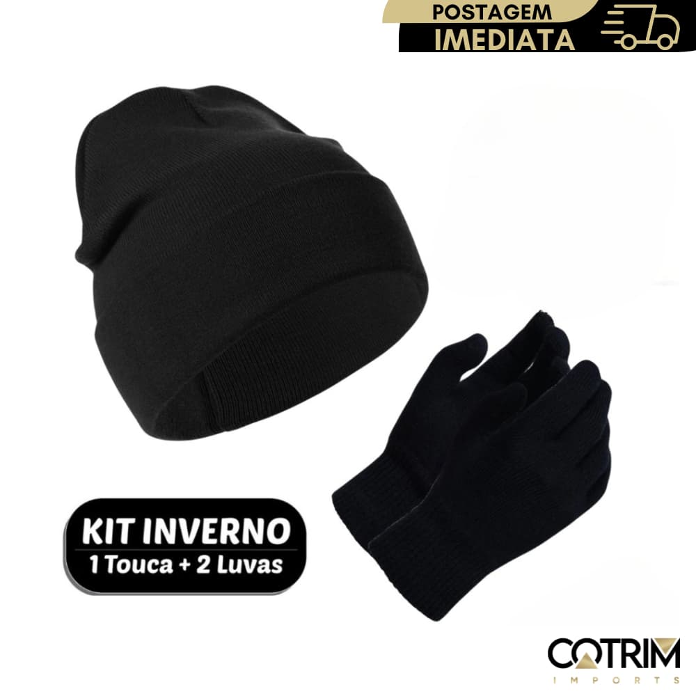 Kit Touca E Luvas De Lã Frio Inverno Adulto Pronta Entrega Qualidade
