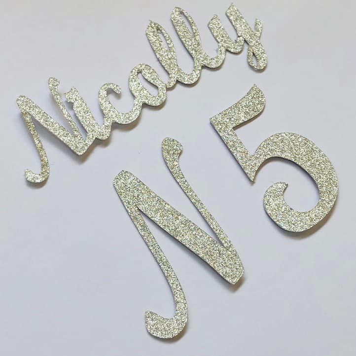 APLIQUE DE NOME - PAPEL GLITTER - NOME - INICIAIS - IDADE
