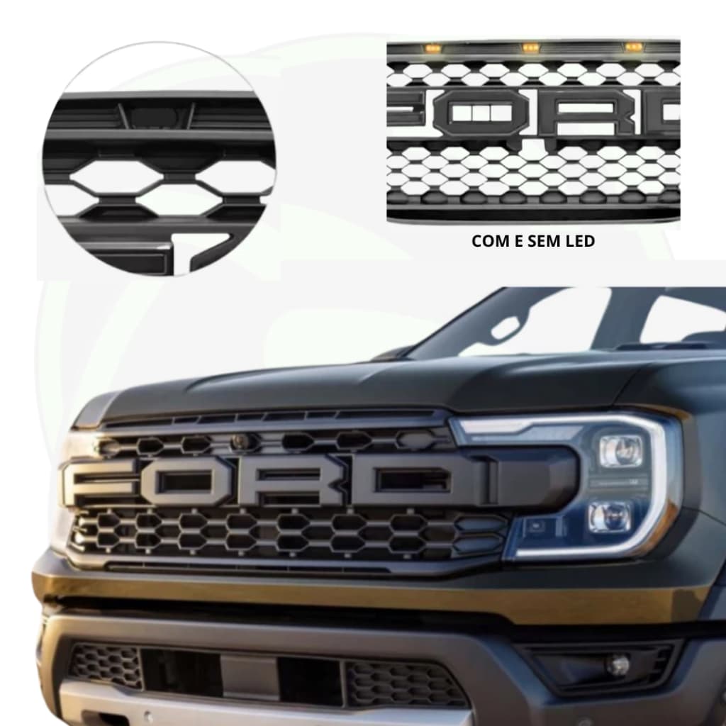 Grade Frontal Nova Ford Ranger 2024 Preto Modelo Raptor