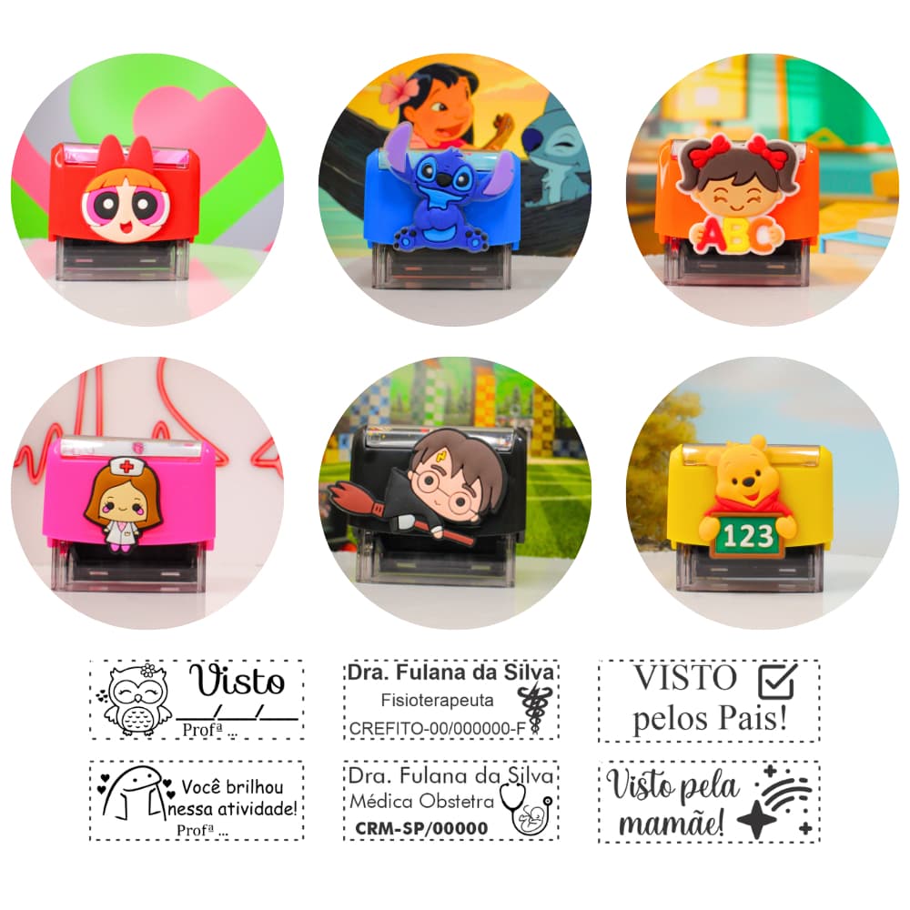 Carimbo Personagens Personalizado Seus Dados Trodat - (Professor, Pediatra)