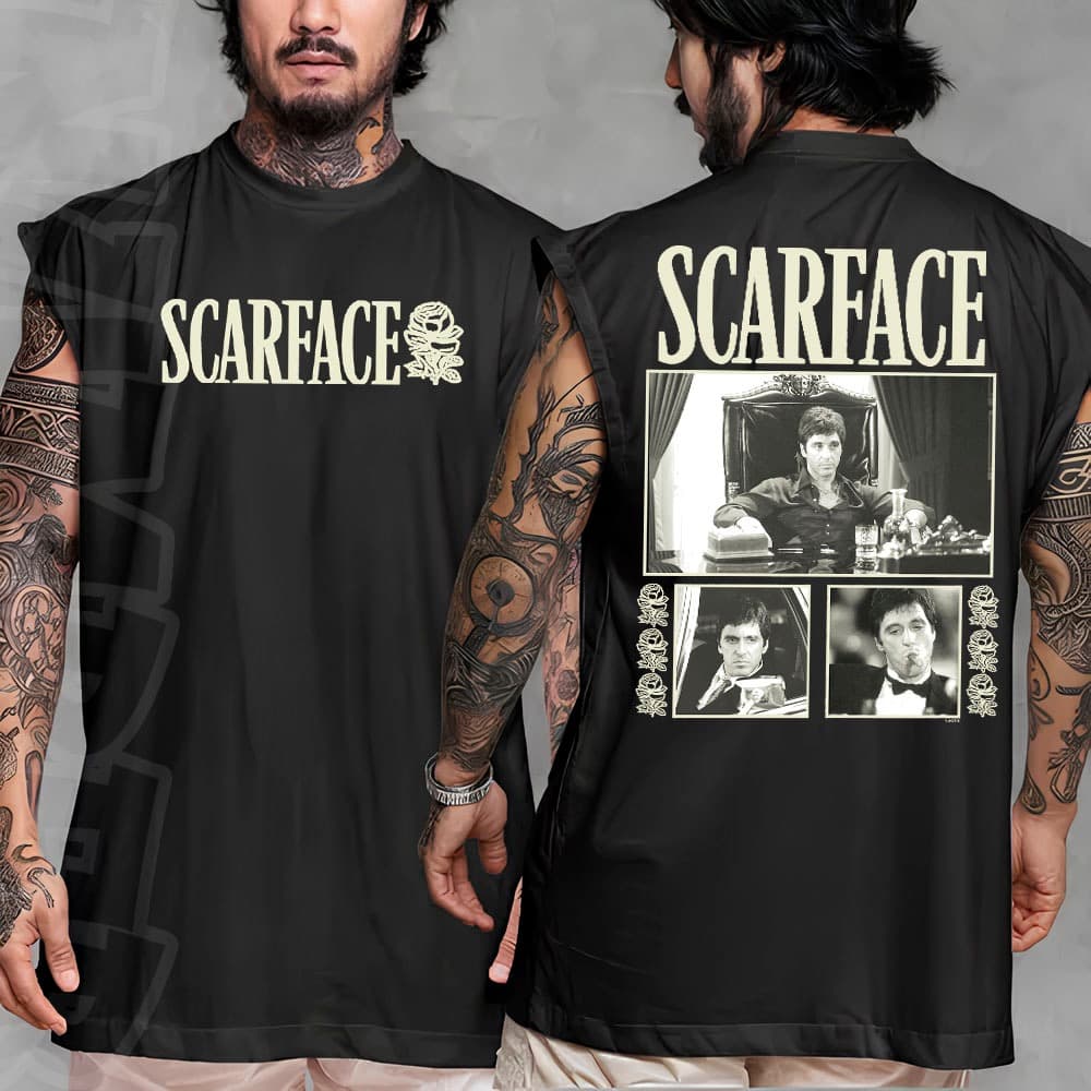 Camiseta regata machao oversized masculino filme scarface em algodao unissex Longline