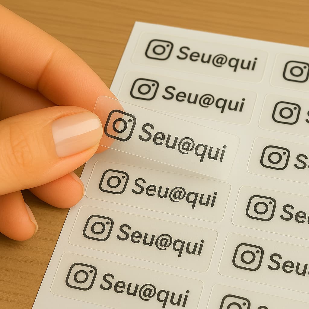 Adesivo Personalizado Transparente 5x1cm Rede Social A prova d'água 5cm Em Plástico vinil