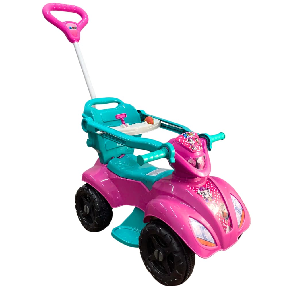 Quadriciclo Rosa 1 a 3 anos até 30Kg Dog Menina Carro Passeio  - Reforçado e com Ajustes P/ Criança Até 1mt