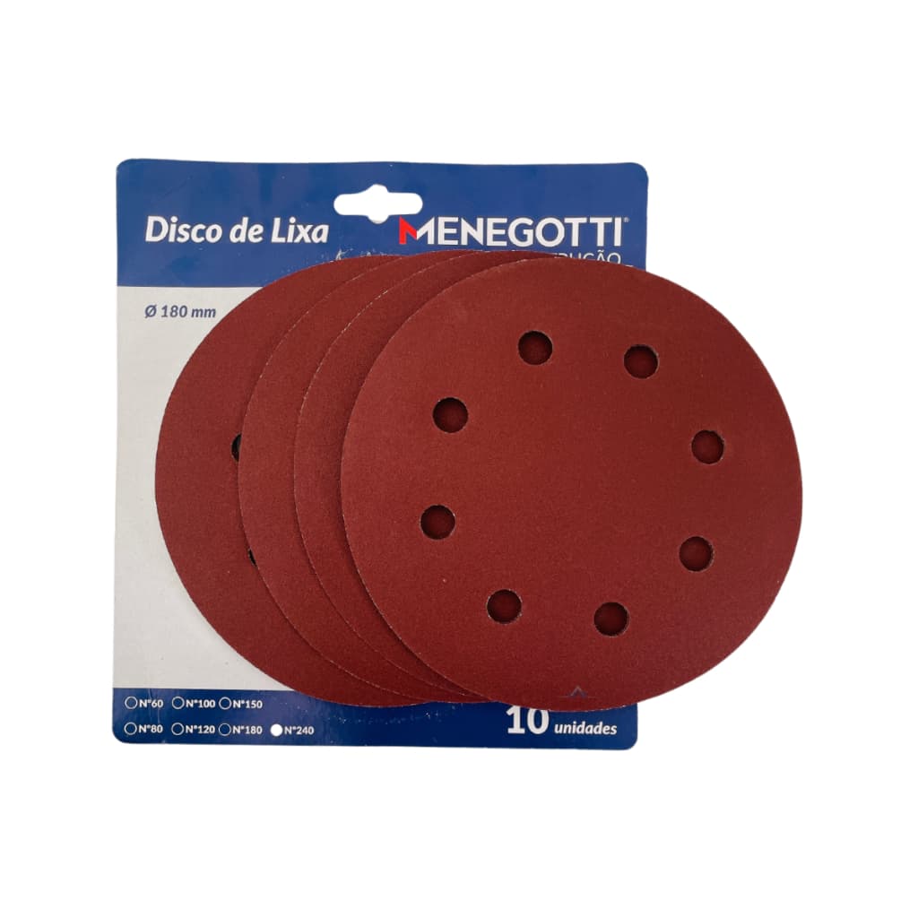 Kit Lixas Para Lixadeira De Parede 180mm Gramaturas 60 80 100 120 150 180 240