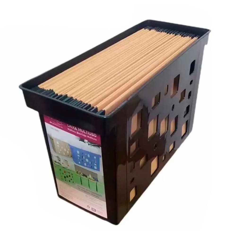 Caixa Arquivo Com 6 Pasta Suspensa Kraft Dello Preto
