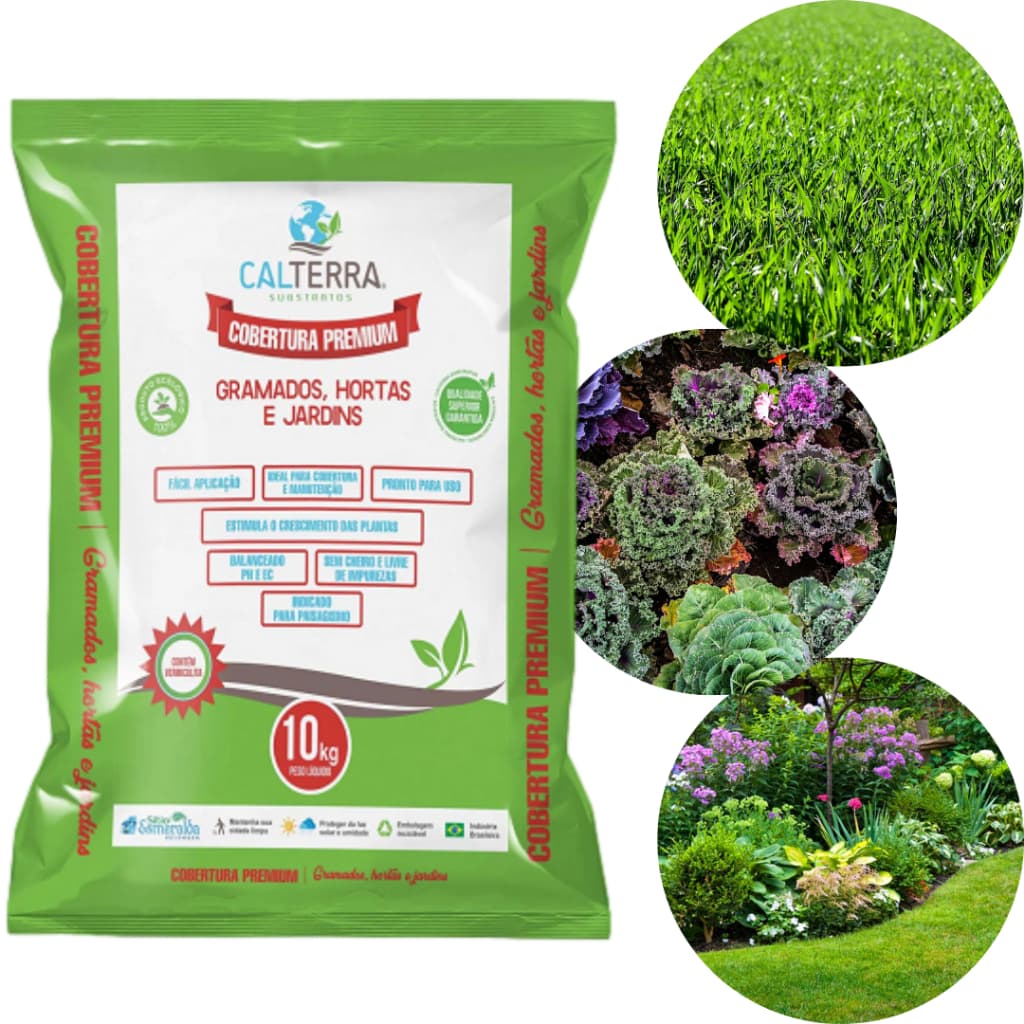 Terra Adubada Para Gramados Hortas e Jardins 10kg Calterra