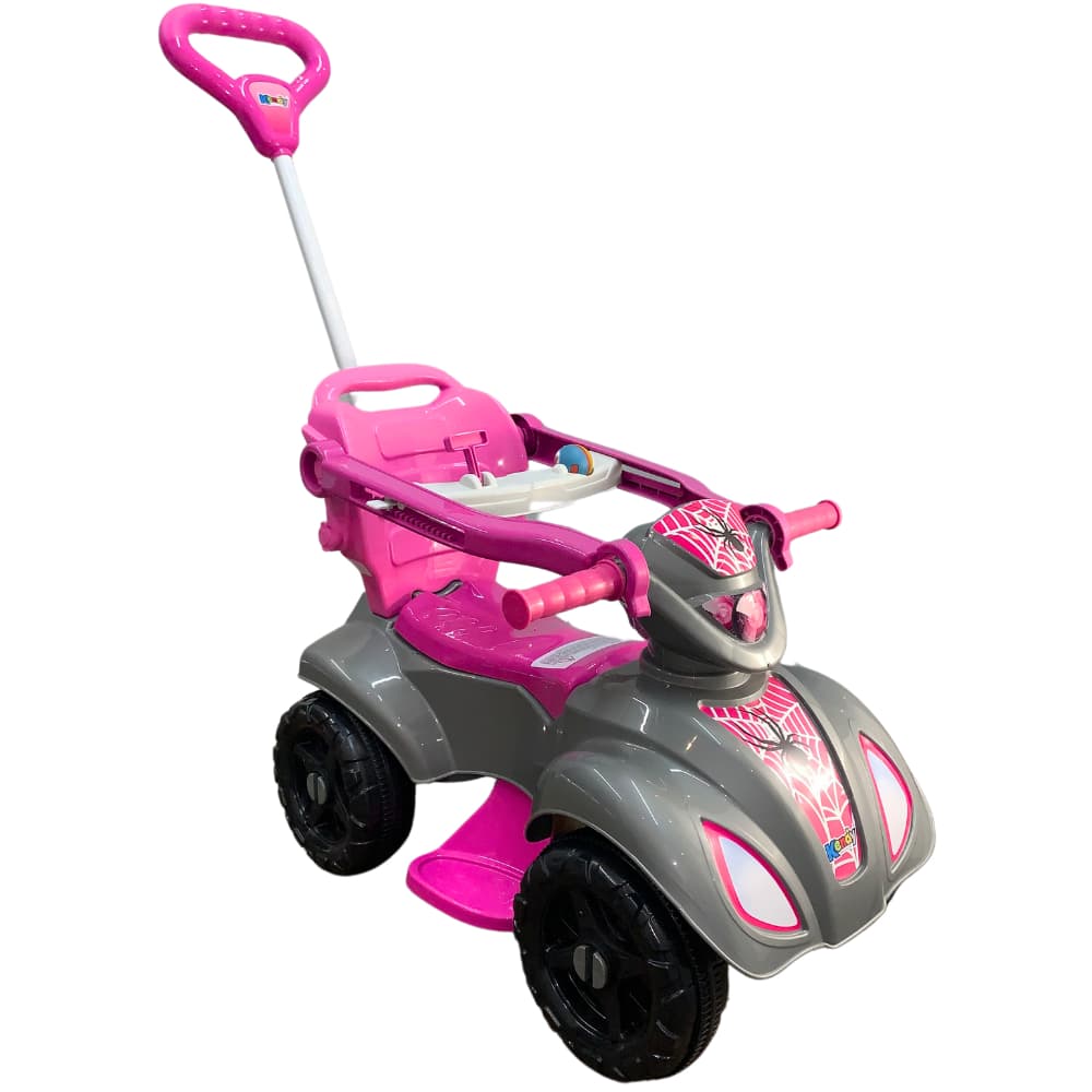Quadriciclo Spider Girl Menina 1 a 3 anos até 30Kg Carro Passeio - Reforçado e com Ajustes - Inmetro