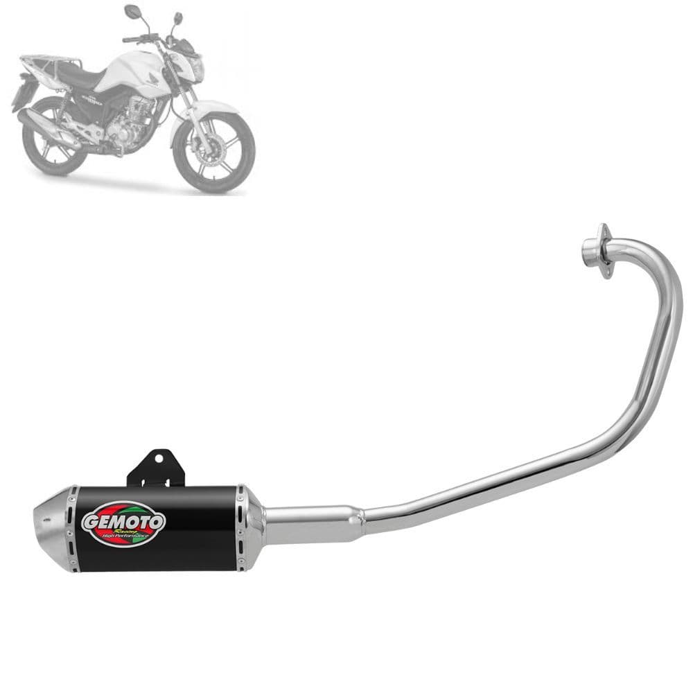 Escapamento Escape Moto Esportivo Gemoto Racing 3 Trioval Cg Fan Cargo Start 160 2016 2017 Ponteira