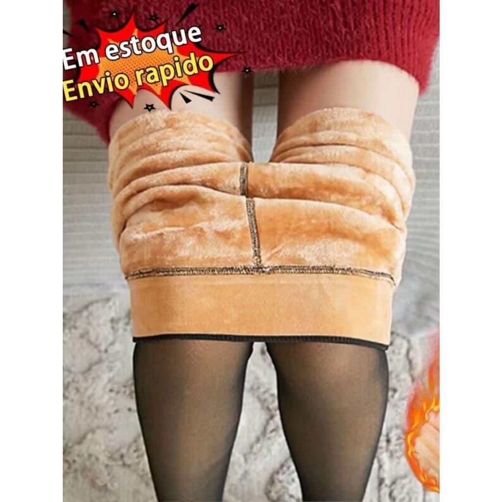 (MeiaCalça Quente)Sólido Forrado De Pelúcia Meias-Calças