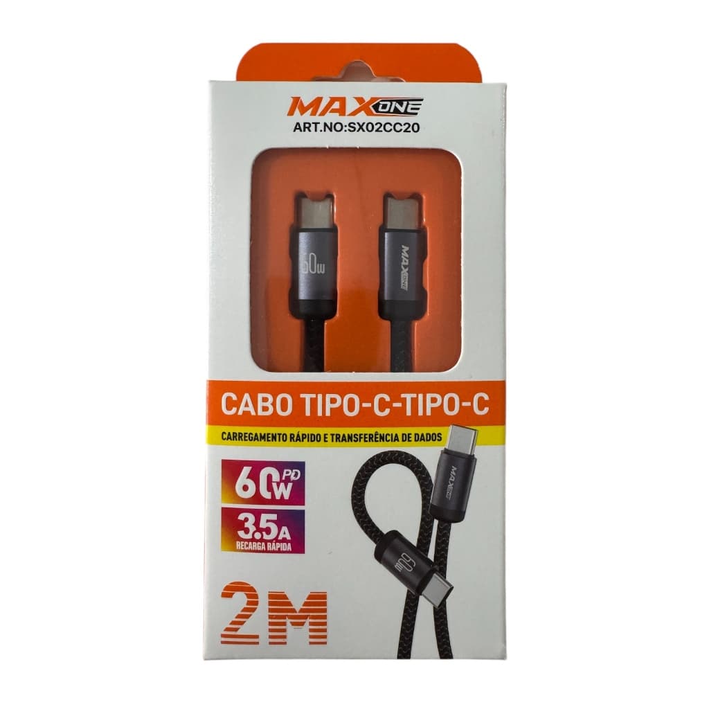 Cabo Tipo C - Tipo C 2 Metros Cabo De Alta Velocidade 30w 3.5a (MAXONE-TIPOC/TIPOC)