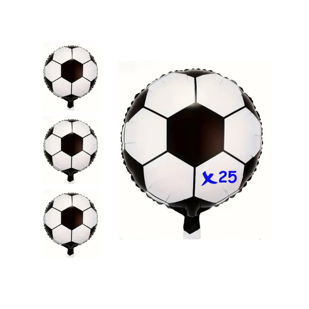 25 Mini Balões Metalizado Futebol 24cm X 31cm Festa de Aniversário - Envio Imediato