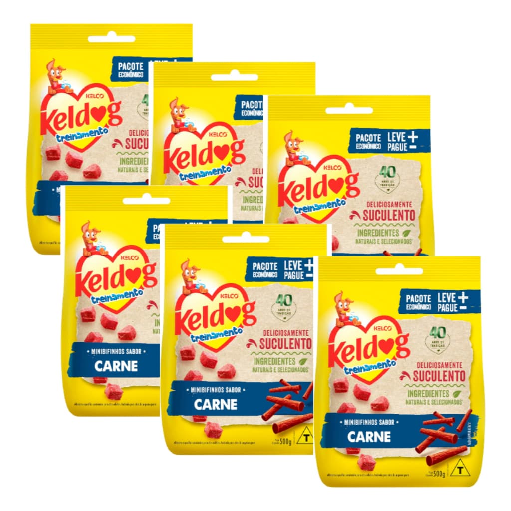 Kit 6 Bifinho Keldog Criadores Sabor Carne Para Cães 500g