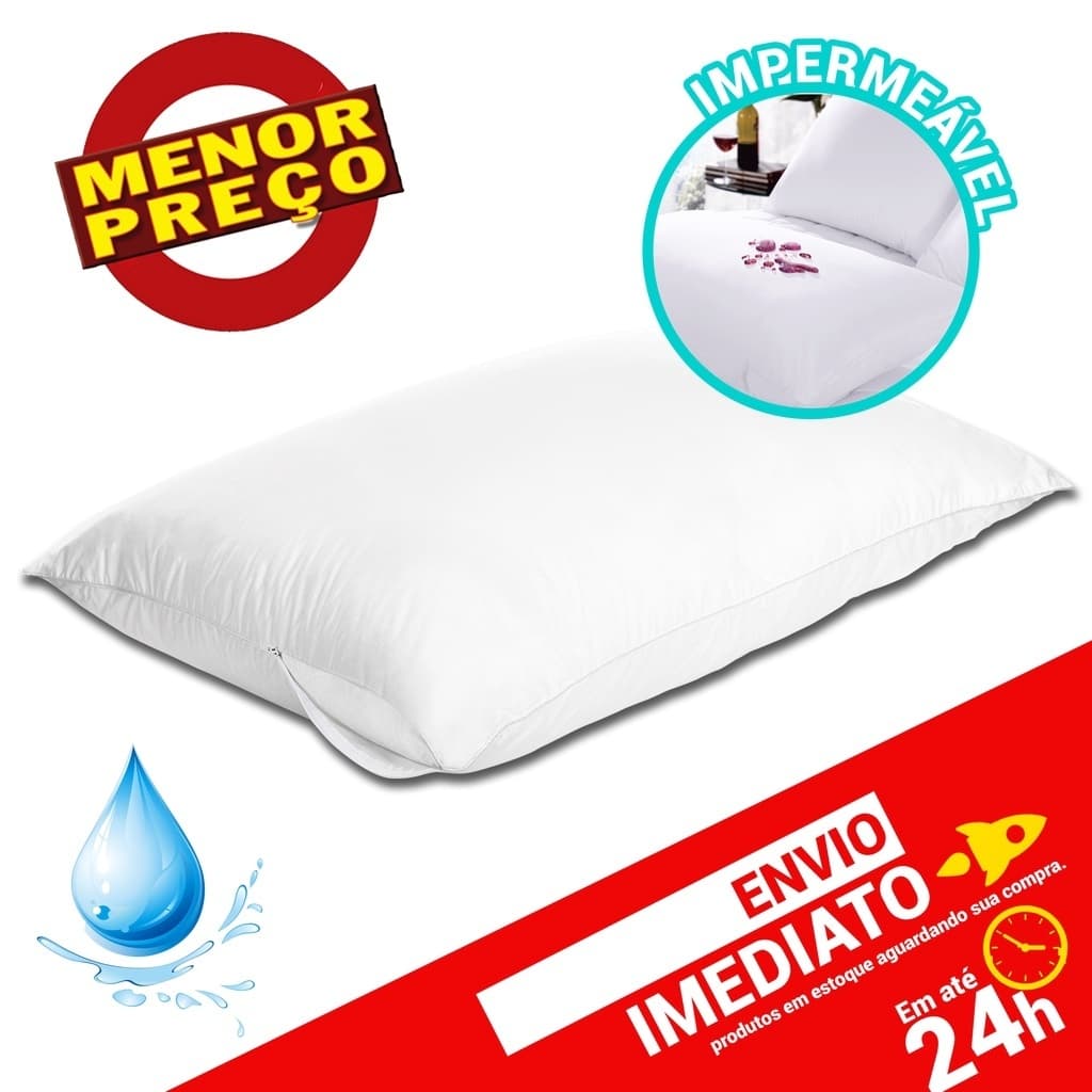 Capa Protetora Travesseiro Impermeável Antiácaro c/ Zíper Proteção Total Unidade e Kit com 4 e 10