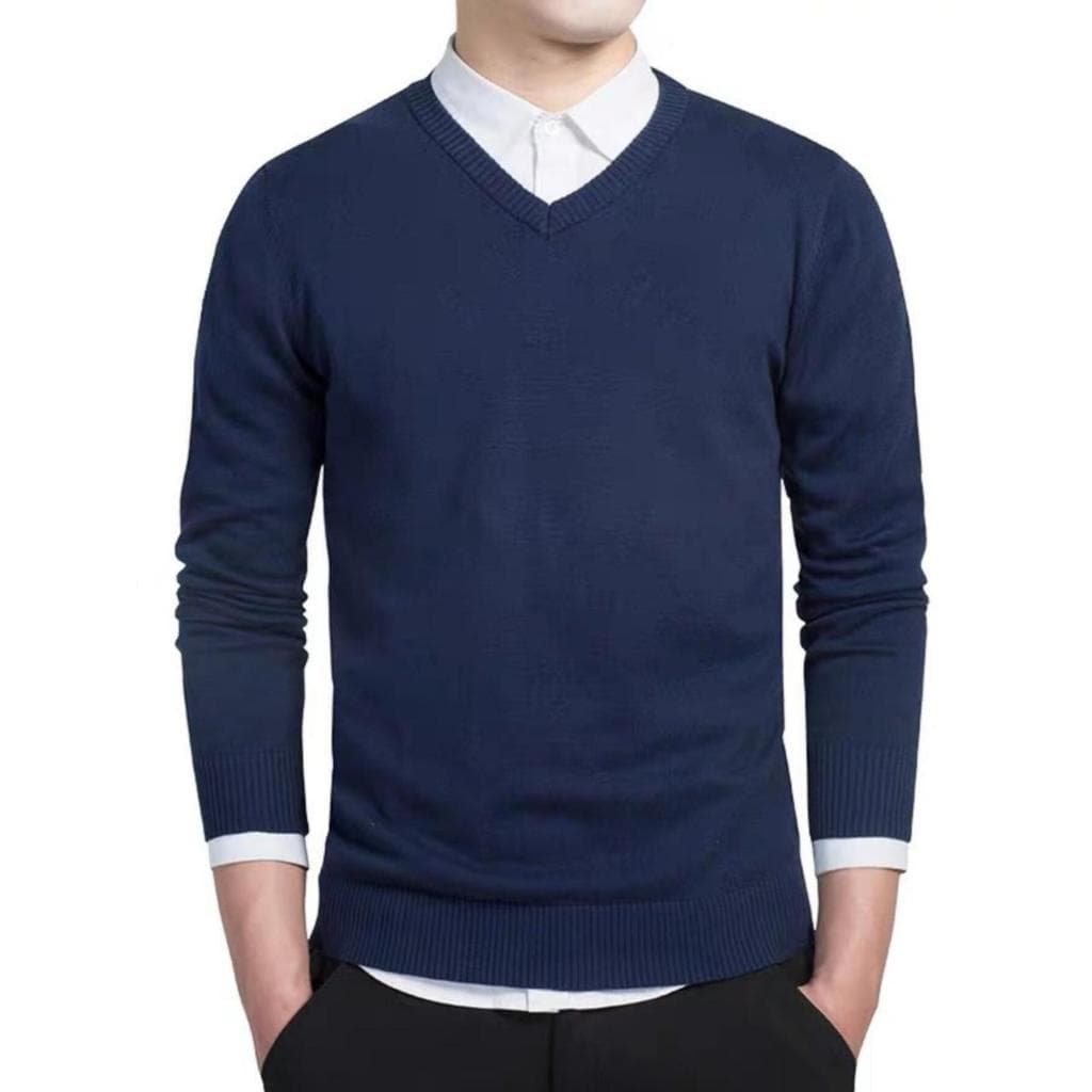 (M-001)Suéter Blusa Frio Masculina Inverno Gola V alta qualidade