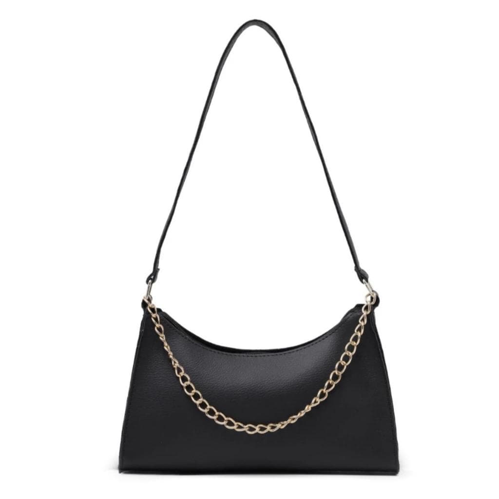Bolsa Feminina Baguete Lisa de Mão Pequena Corrente de Ombro Balada