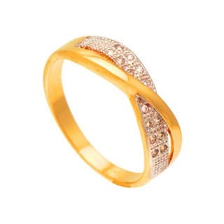Anel Infinito Trançado com duas fileiras de Zircônias Folheado a Ouro 18k