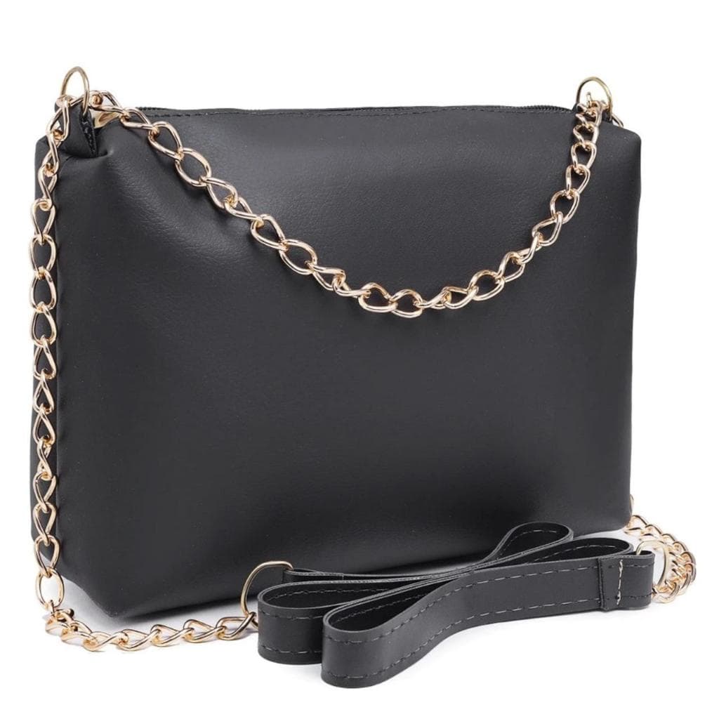 Bolsa Bau Feminino Medio com Corrente Dourada casual